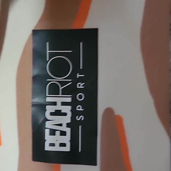 BEACH RIOT Leah bra top cloud cream zebra print orange cream brown sports bra M - Picture 9 of 15